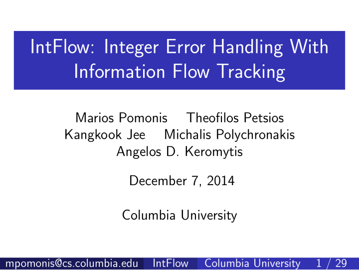 intflow integer error handling with information flow