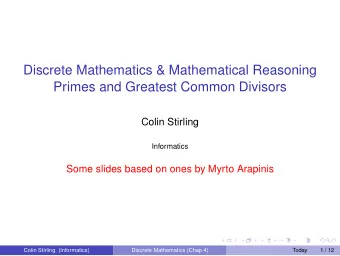 Discrete Mathematics &amp; Mathematical Reasoning  Primes and Greatest Common Divisors  Colin