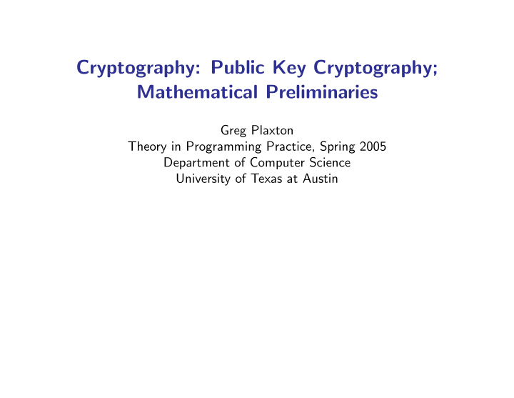 cryptography public key cryptography mathematical