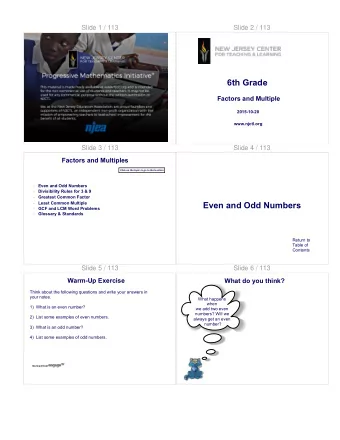 Even and Odd Numbers    GCF and LCM Word Problems    Glossary &amp; Standards    Return to