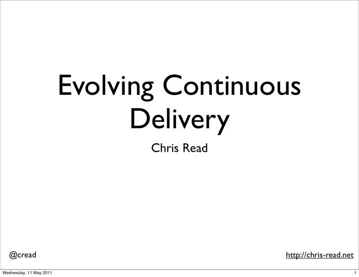 evolving continuous delivery