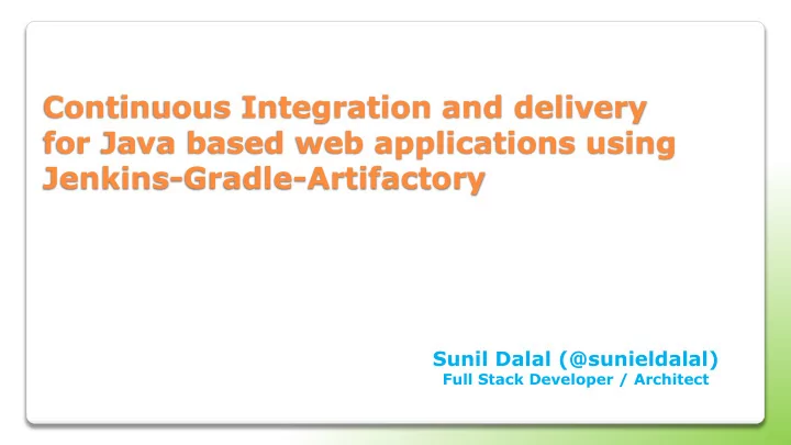 for java based web applications using