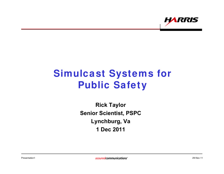 simulcast systems for public safety