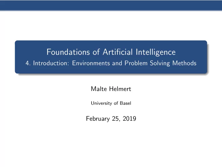 foundations of artificial intelligence