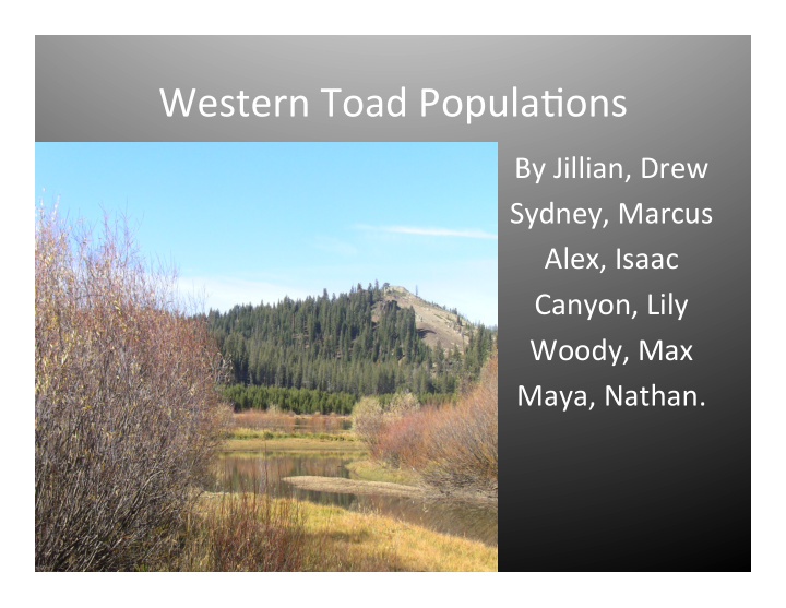 western toad popula0ons