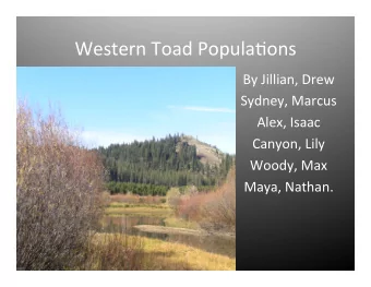 Western  Toad  Popula0ons    By  Jillian,  Drew    Sydney,  Marcus    Alex,