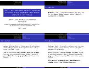 Introduction  GeoXp : an R package for interactive exploratory  spatial data analysis. Illustration