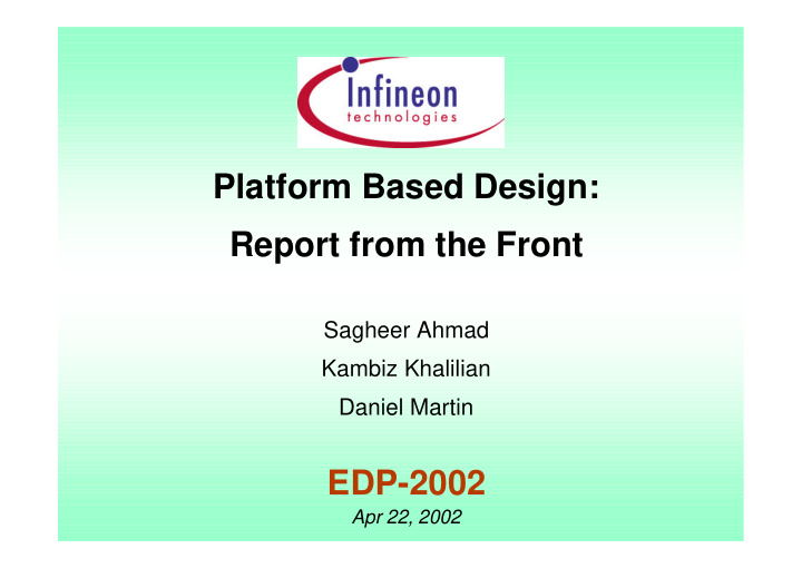 platform based design report from the front