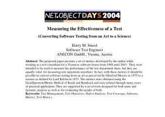 Measuring the Effectiveness of a Test  (Converting Software Testing from an Art to a Science)