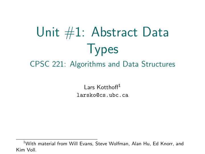 unit 1 abstract data types