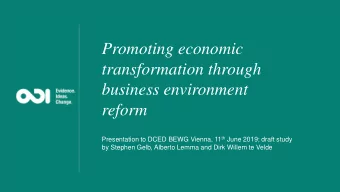 Promoting economic  transformation through  business environment  reform Presentation to DCED BEWG