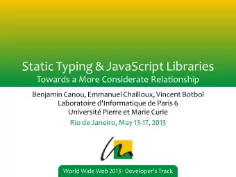.  Static Typing &amp; JavaScript Libraries  Towards a More Considerate Relationship  Benjamin