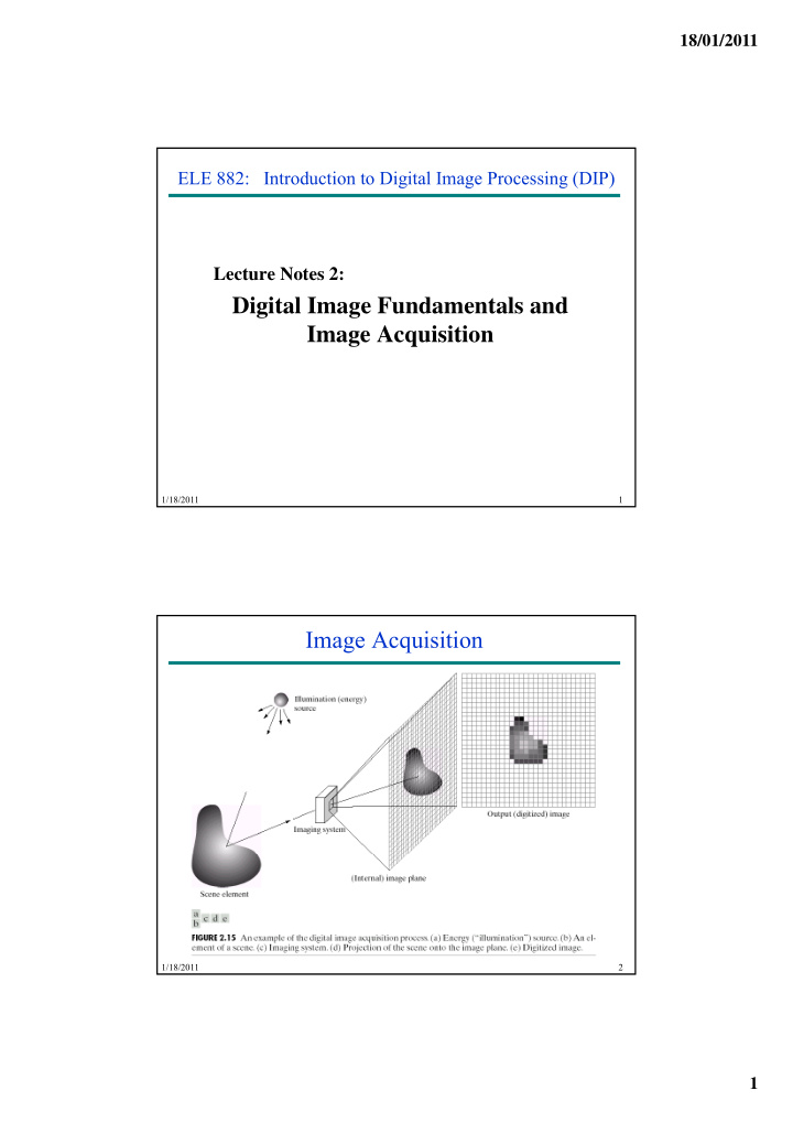 digital image fundamentals and image acquisition