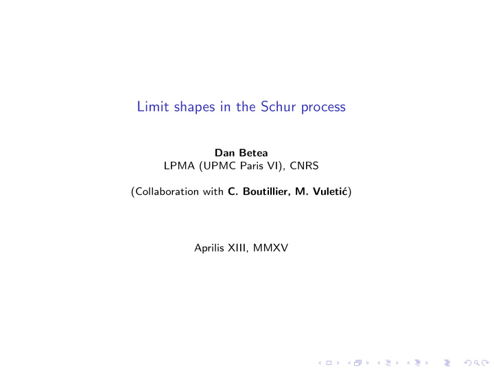 limit shapes in the schur process