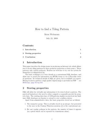 How to find a Tiling Pattern  Brian Wichmann  July 23, 2008  Contents  1  Introduction  1  2