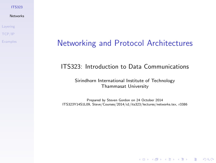 networking and protocol architectures
