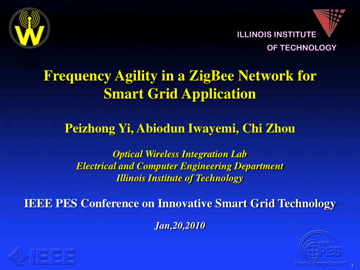 frequency agility in a zigbee network for smart grid