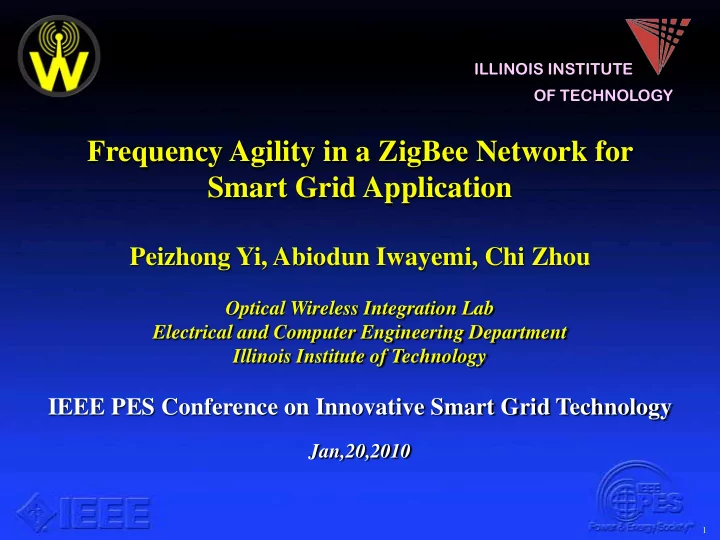 frequency agility in a zigbee network for smart grid