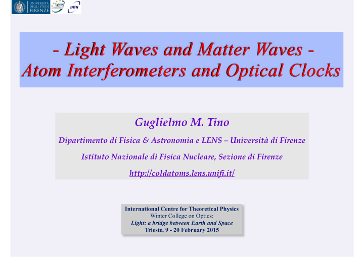 light waves and matter waves atom interferometers and