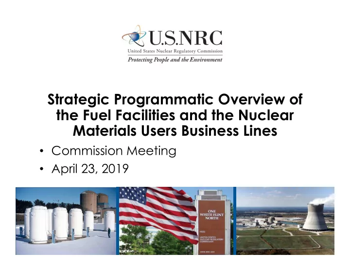 strategic programmatic overview of the fuel facilities