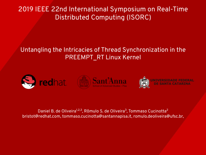 2019 ieee 22nd international symposium on real time