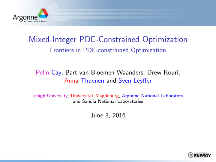 mixed integer pde constrained optimization