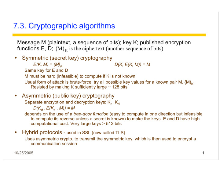 7 3 cryptographic algorithms