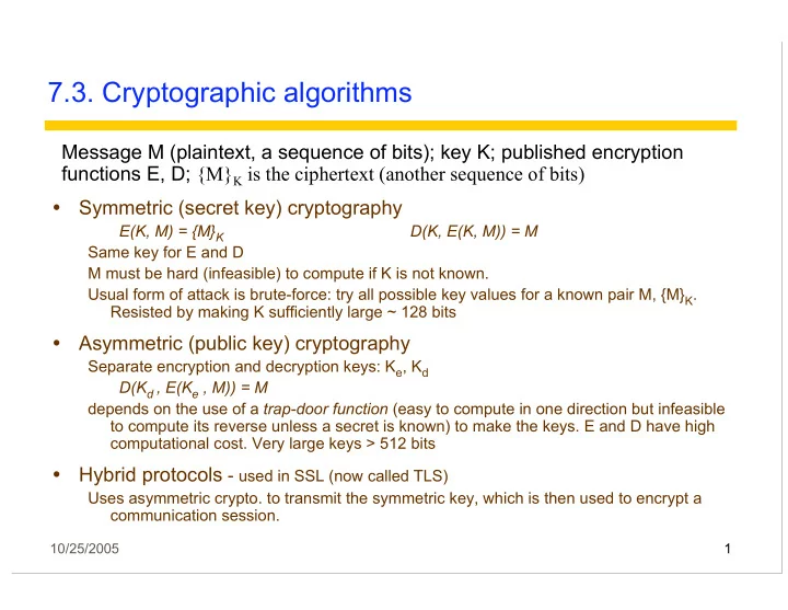 7 3 cryptographic algorithms