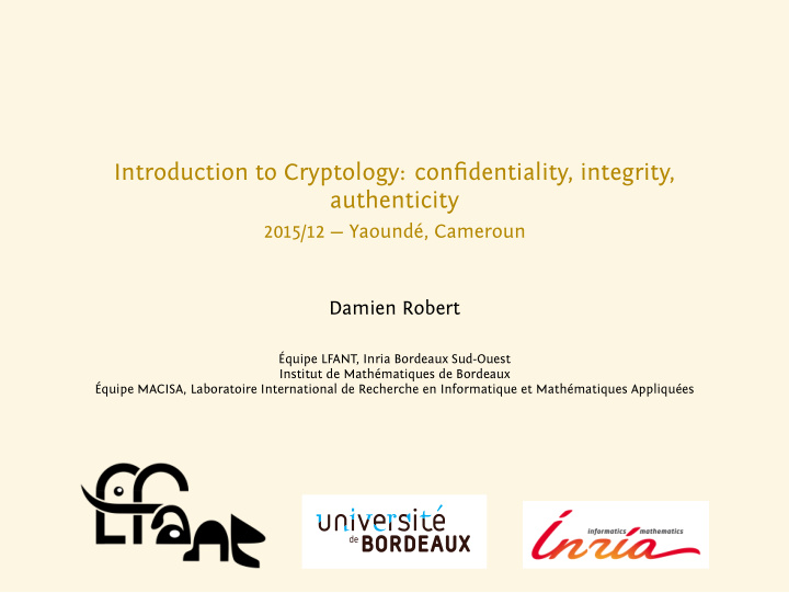 introduction to cryptology confidentiality integrity