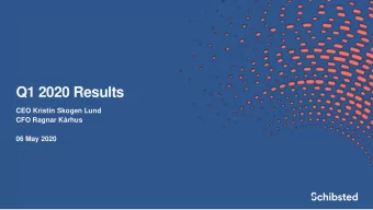 Q1 2020 Results  CEO Kristin Skogen Lund  CFO Ragnar Krhus  06 May 2020  Disclaimer  This