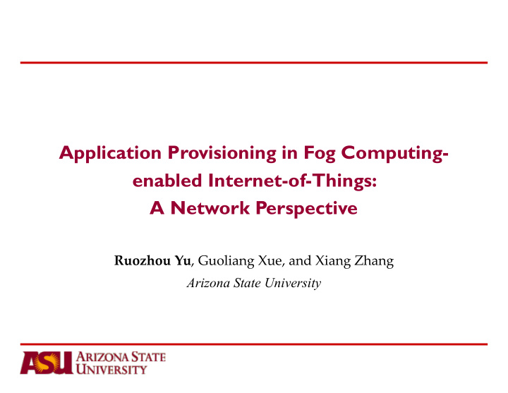 application provisioning in fog computing enabled