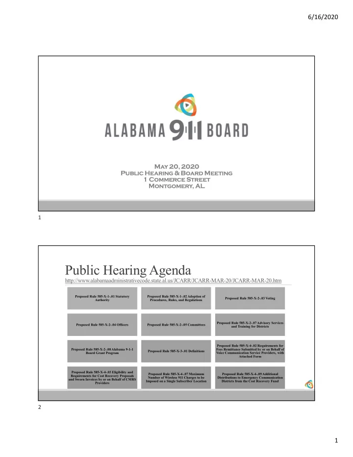 public hearing agenda