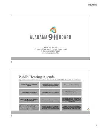 Public Hearing Agenda