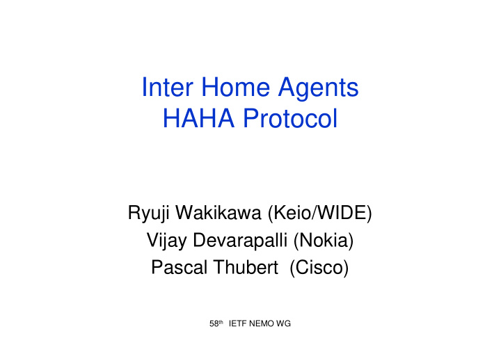 inter home agents haha protocol