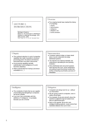 LECTURE 1:  ubiquity ;  INTRODUCTION  interconnection ;  intelligence ;  delegation ;