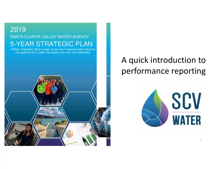 a quick introduction to performance reporting