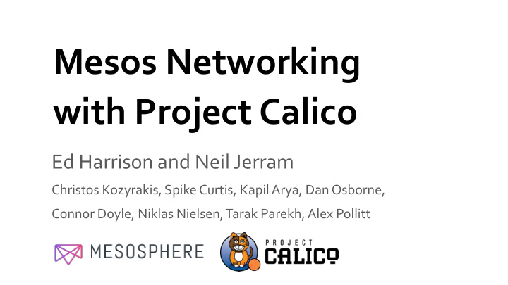 mesos networking with project calico