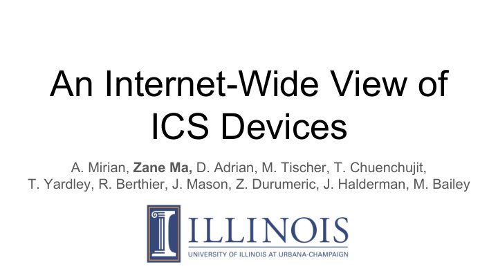 an internet wide view of ics devices