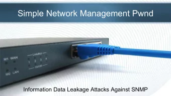 Simple Network Management Pwnd  Information Data Leakage Attacks Against SNMP  Introduction  Deral