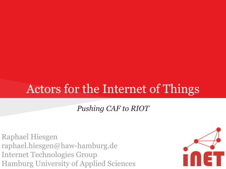actors for the internet of things