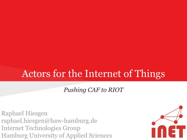 actors for the internet of things
