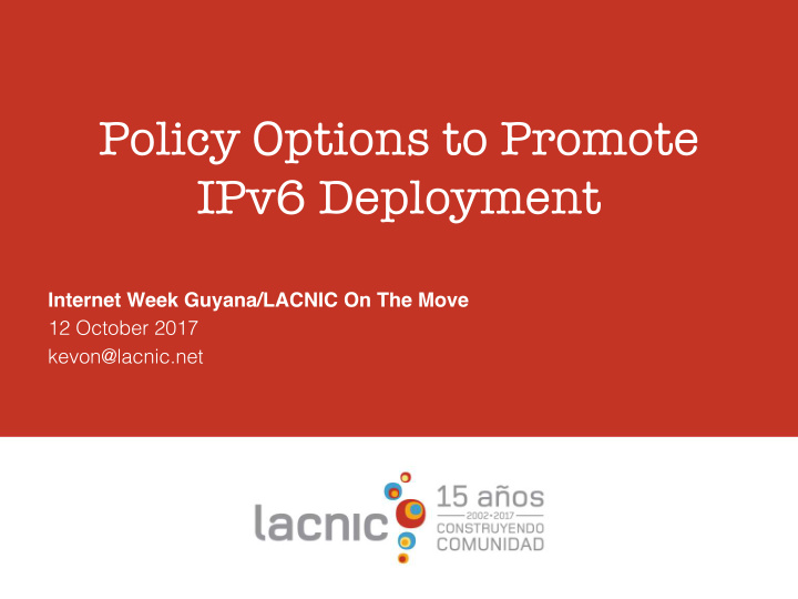 policy options to promote ipv6 deployment