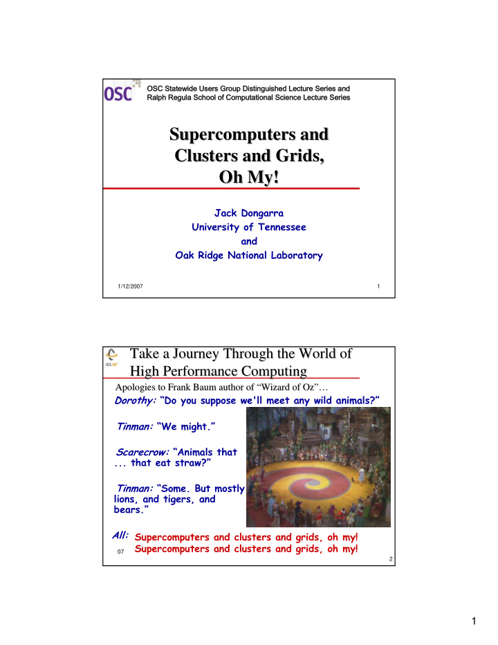supercomputers and supercomputers and clusters and grids