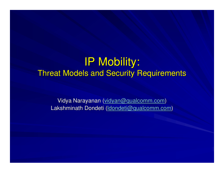 ip mobility ip mobility