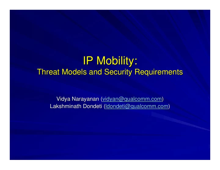 ip mobility ip mobility