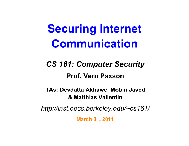 securing internet communication