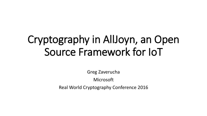 source framework for io iot