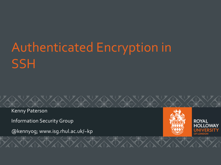 authenticated encryption in ssh