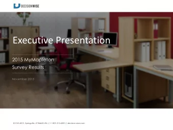 Executive Presentation  2015 MyMapleton  Survey Results  815 W 450 S, Springville, UT 84663 USA //