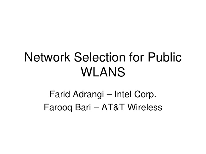 network selection for public wlans